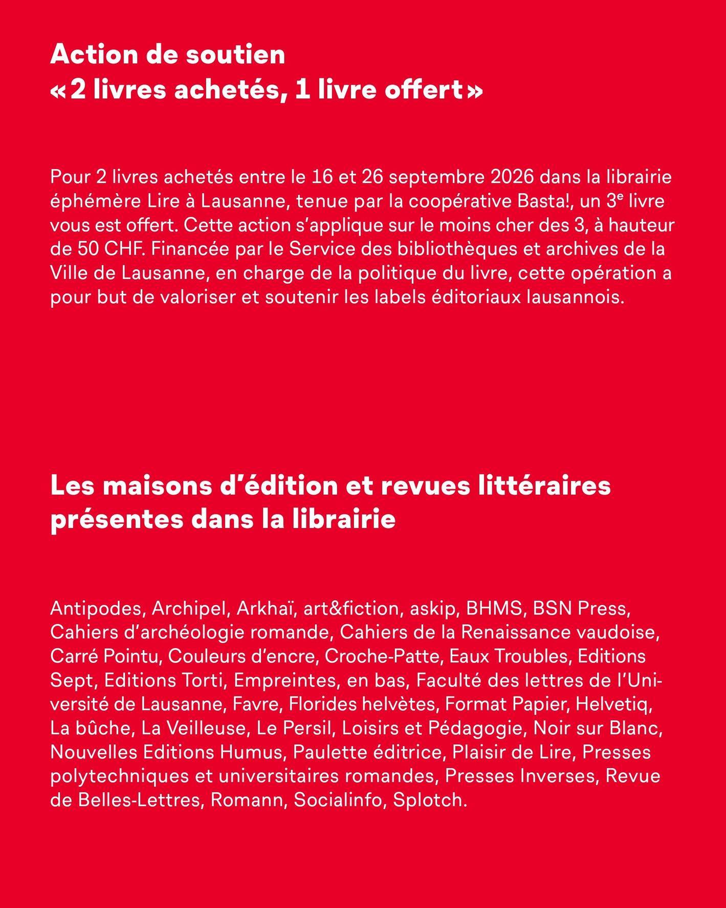L'édition 2026 de Lire à Lausanne commence aujourd'hui!
Retrouvez tout le (très riche) programme ici sur le site de la Ville de Lausanne.
@villelausanne
#lirealausanne2026 #lirealausanne