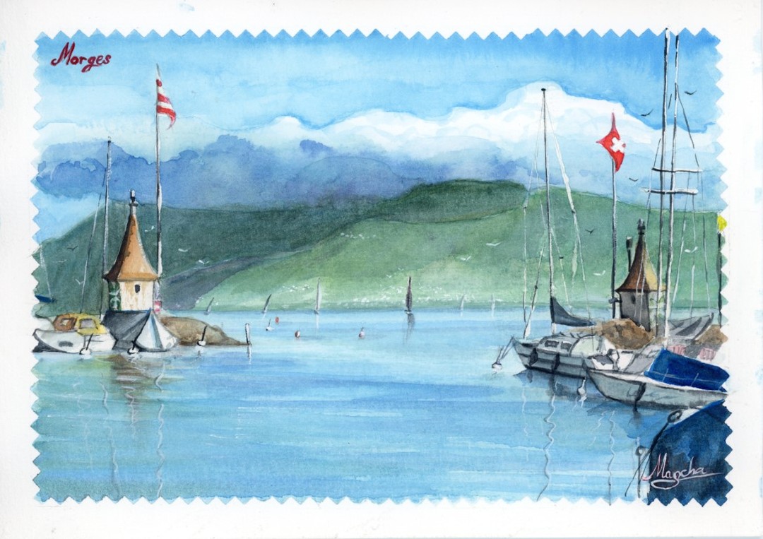 Un des tableau en exposition dans le Restaurant Le Léman à Morges.
One of the painting on display at the
restaurant Le Léman in Morges.
#watercolor #aquarelle #morges