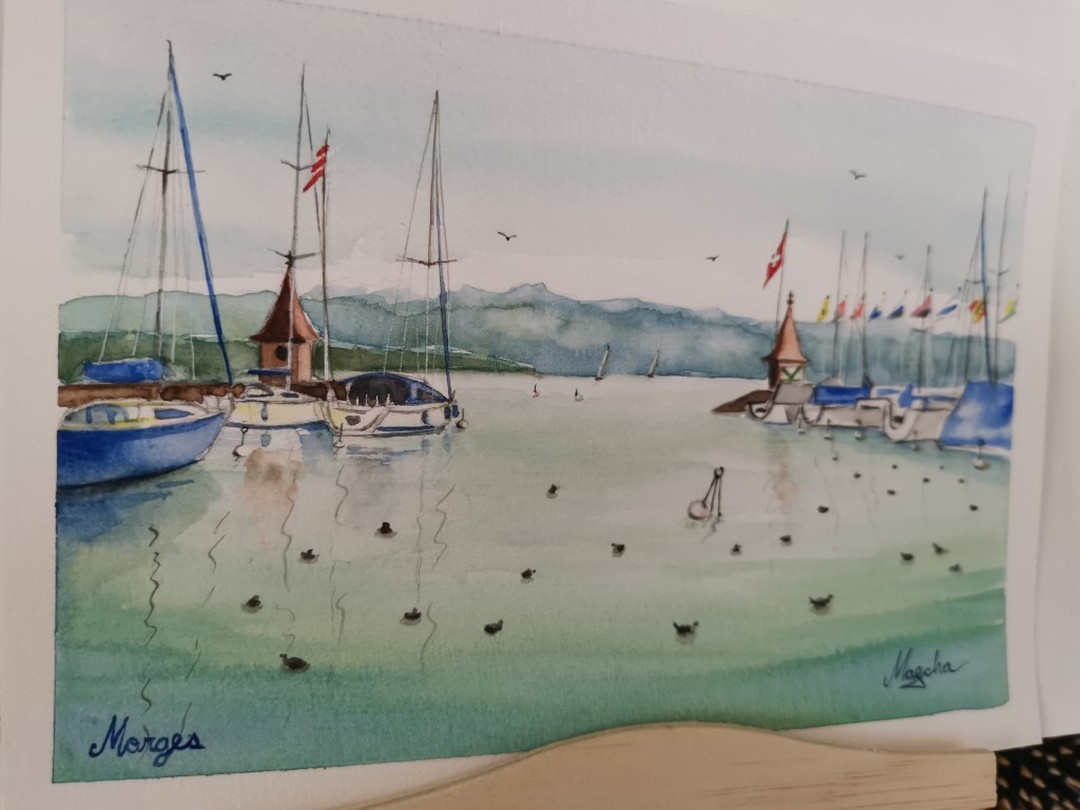 Port de Morges.☺️
#watercolorpainting
#switzerland
#watercolor
#Morges
#harbor
#painting