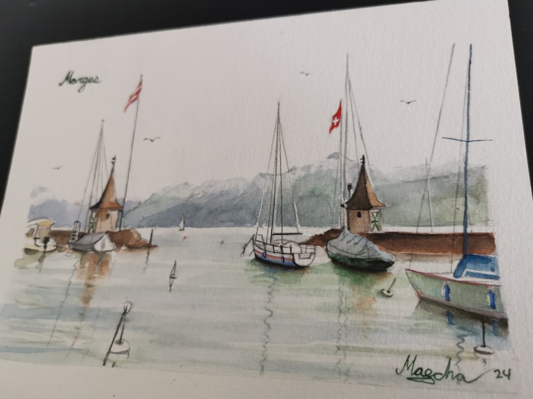 Aquarelle du port de Morges, Switzerland.🤞
www.maschapaintings.com
#morges
#lovemorges
#switzerland
#loveswitzerland
#originalwatercolor
#watercolor
#painting
#landscape
#harbor
#portdemorges
#lake
#sailing