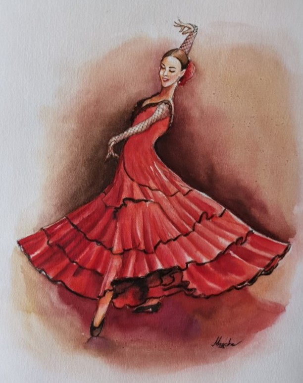 J'adore son mouvement et son sourire. J'ai beaucoup aimé réaliser ce tableau.💃
I love her mouvement and the smile.
I really enjoyed making this painting.💃
#watercolor
#aquarelle
#painting
#flamencodance
#dencing
#watercolorpainting