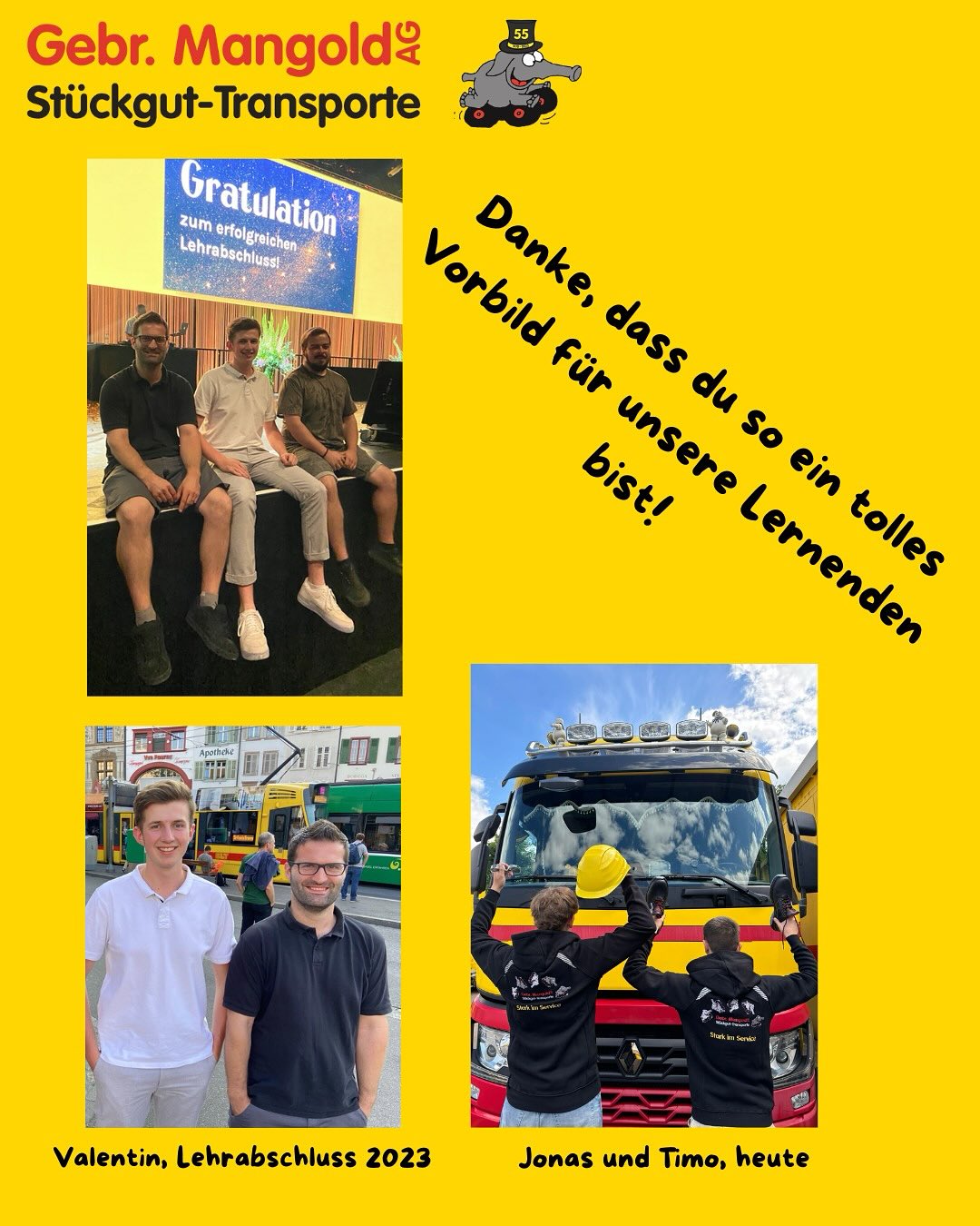 Flashback Friday 🥁
Unser heutiger #flashbackfriday führt uns in die Lernendenausbildung. Ramon hat 2008 mit seiner Lehre als Lastwagenführer EFZ gestartet und ist heute als Ausbildner bei uns tätig. 🐘
Stellvertretend für alle unsere Ausbildner bedanken wir uns bei Ramon für seine Arbeit! So kann eine Karriere bei der Gebr. Mangold AG aussehen. 🏆🚚💨