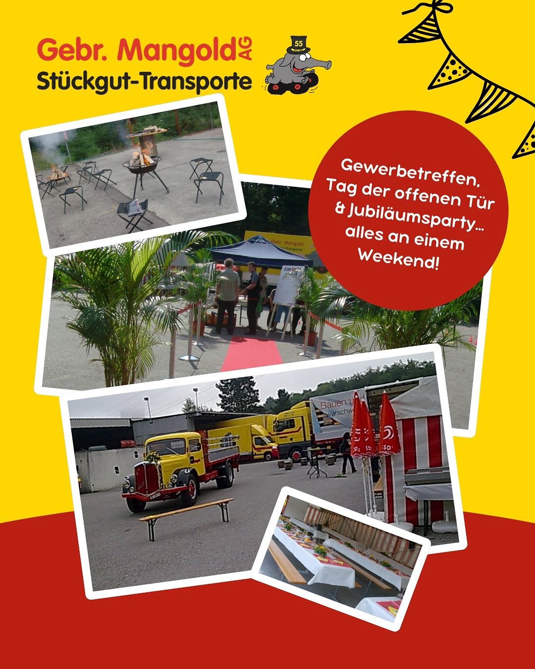 🥁 Unser heutiger #flashbackfriday führt uns 16 Jahre in die Vergangenheit. 2010 hat die Firma Gebr. Mangold das 40-jährige Bestehen gebührend gefeiert. 🍾
Wer war beim Jubiläumsfest dabei? 🥳
#gebrmangoldag#56jahremangold#flashback