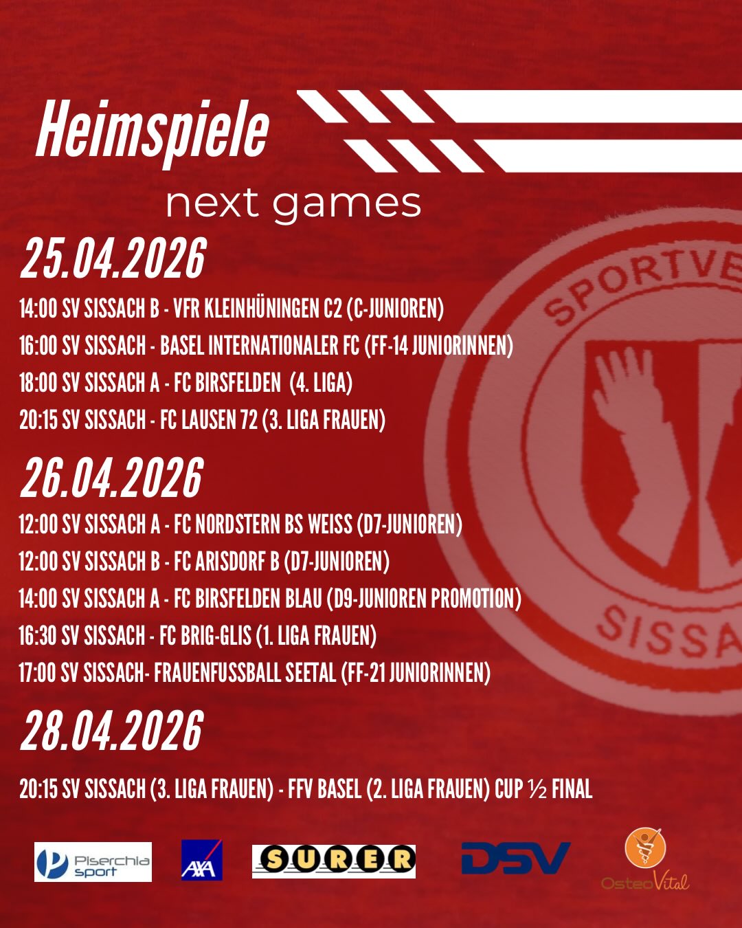 Heim- und Auswärtsspiele⚽️ #oneteam #svsissach #weekend