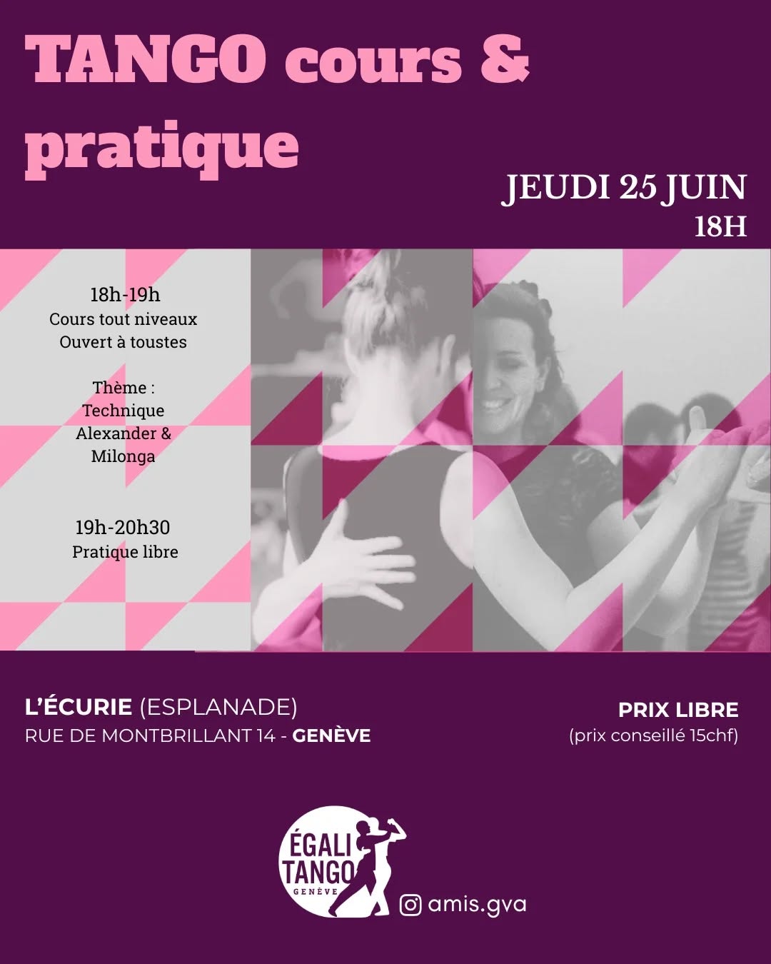 A vos agendas jeudi 25 juin avant notre dernier cours du 30 juin avec Hernán, on fait une nouvelle soirée à L’Écurie avec un cuarteto CUERO Tango @cuero.tango . Ce groupe s'inscrit à l'avant-garde du mouvement « Tango du XXIe siècle ». Leur démarche artistique dépasse délibérément la simple répétition des classiques incontournables. Au contraire, CUERO se consacre à des compositions originales qui reflètent l'identité complexe du Buenos Aires d'aujourd'hui — une métropole où les contrastes sonores et la dynamique urbaine fusionnent en une unité nouvelle et fascinante.
Dans cette formation singulière réunissant Ignacio Santos au bandonéon, Federico Gómez au piano, Emilio Cossani à la guitare électrique et la violoncelliste Martina Greiner, naissent des textures sonores d'une rare intensité.
@nach.santos @fedgomez89 @emiliocossani
@greinma
L'ensemble sait tisser avec brio de nouvelles nuances dans la tradition du genre, sans jamais perdre l'essence de la musique populaire : une représentation sincère du présent.
Le concert sera précédé d'un cours et d'une pratique avec Valérie & Catherine sur la technique Alexander et le rythme de la milonga sur l'esplanade avec cette fois une amélioration du sol... prenez des chaussures confortables adaptées tout terrain!
@valerieloewensberg @equilibre_postural
Organisent: @egalitango @amis.gva
Accueil, son, lumières, bar: @labuvettedelecurie