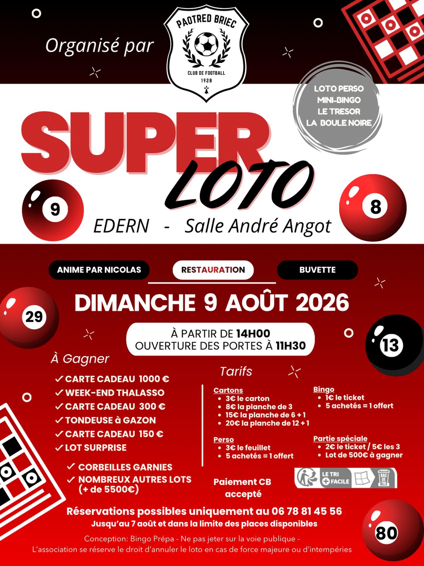 🔴⚫️ C’EST DEMAIN ! 🎱❤️🖤 Le Super Loto des Paotred…